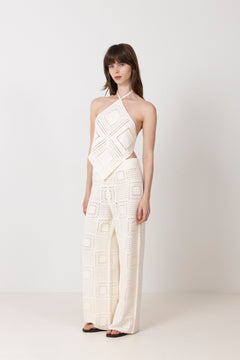 Aleya Wide Crochet Pants - Vanilla