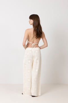 Aleya Wide Crochet Pants - Vanilla