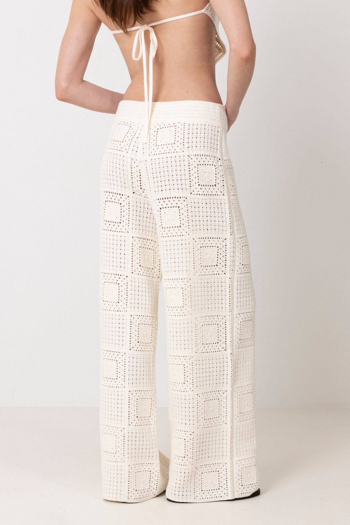 Aleya Wide Crochet Pants - Vanilla