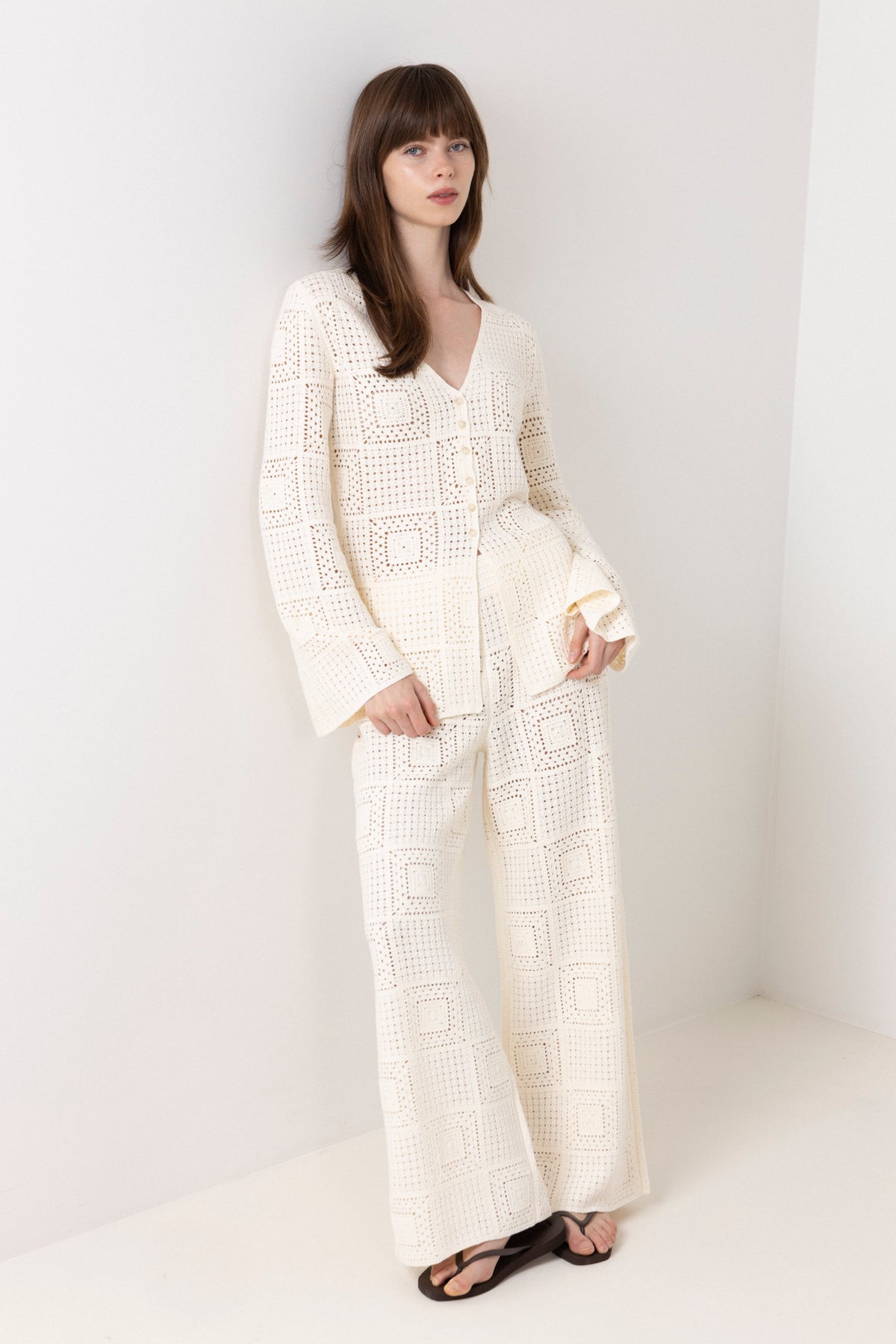 Mirella Fitted Crochet Cardigan - Vanilla