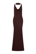 Vida Cowl Neck Scarf Maxi Dress - Espresso