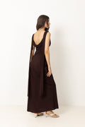 Vida Cowl Neck Scarf Maxi Dress - Espresso