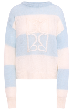 Mohair Stripe Sweater - Blue/Cream