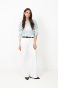 Mohair Stripe Sweater - Blue/Cream