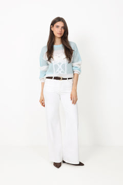 Mohair Stripe Sweater - Blue/Cream