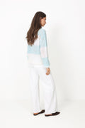 Mohair Stripe Sweater - Blue/Cream