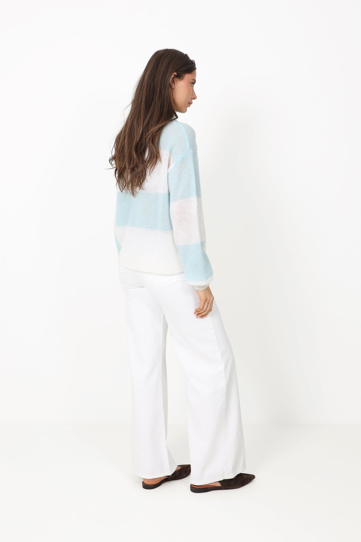 Mohair Stripe Sweater - Blue/Cream
