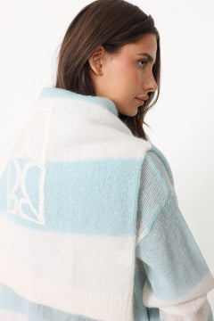 Mohair Stripe Sweater - Blue/Cream