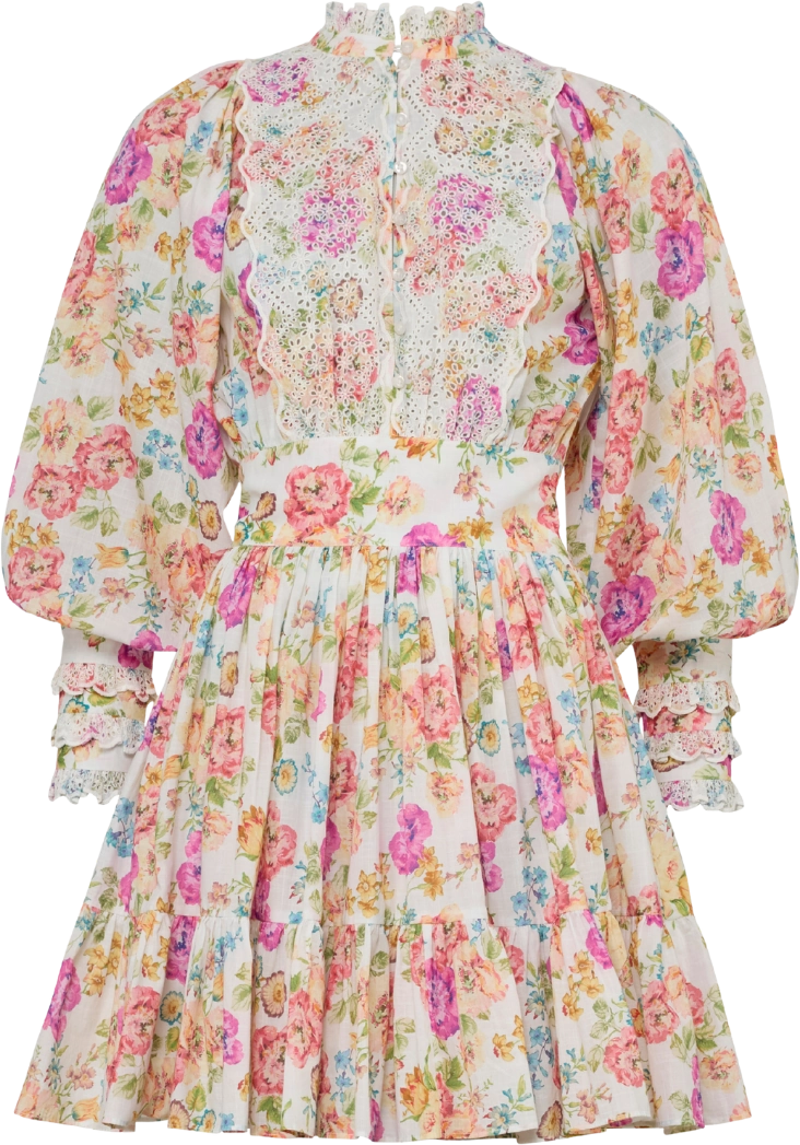 Cotton Slub Mini Dress -  Flora