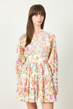 Cotton Slub Mini Dress -  Flora