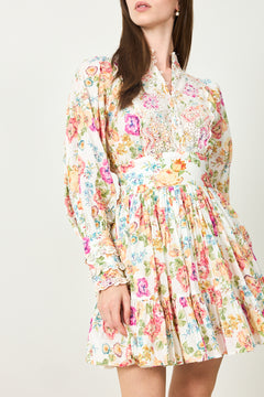 Cotton Slub Mini Dress -  Flora