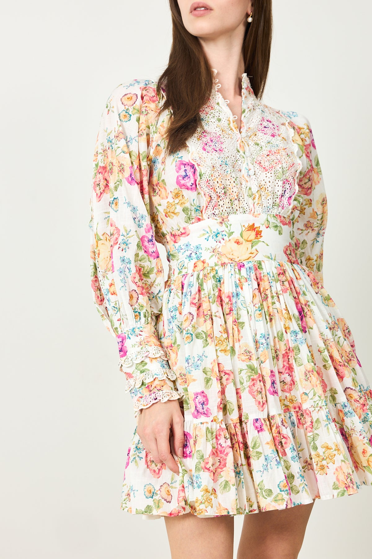 Cotton Slub Mini Dress -  Flora