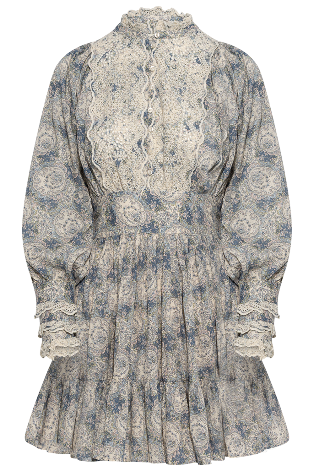 Cotton Slub Mini Dress - Blue Paisley