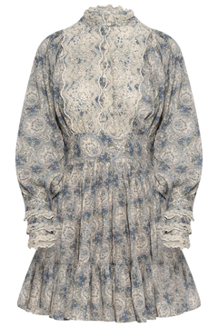 Cotton Slub Mini Dress - Blue Paisley