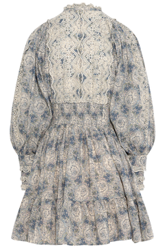 Cotton Slub Mini Dress - Blue Paisley