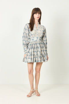 Cotton Slub Mini Dress - Blue Paisley
