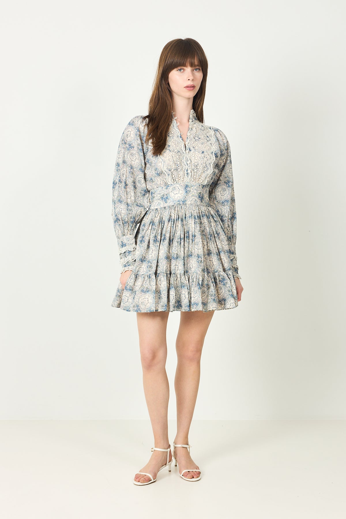 Cotton Slub Mini Dress - Blue Paisley