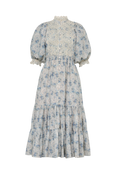 Cotten Slub Midi Dress -  Blue Paisley