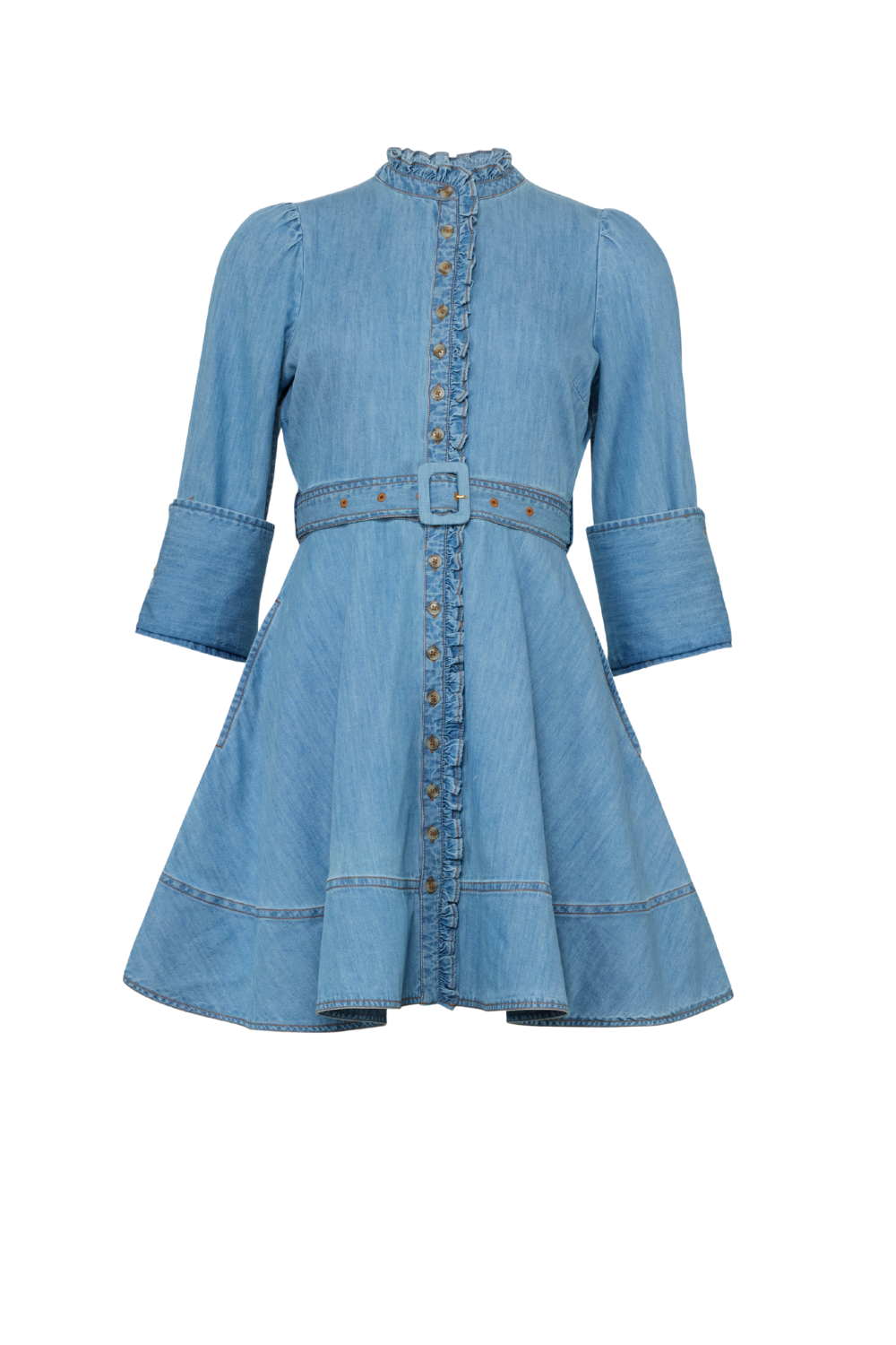 Denim Mini Dress -  Light Blue