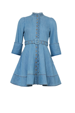 Denim Mini Dress -  Light Blue