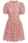 Broderie Anglaise Puffed Dress -  Rose Pink