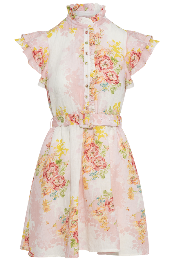 Linen Ruffle Dress -  Rose Amore
