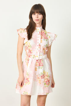 Linen Ruffle Dress -  Rose Amore