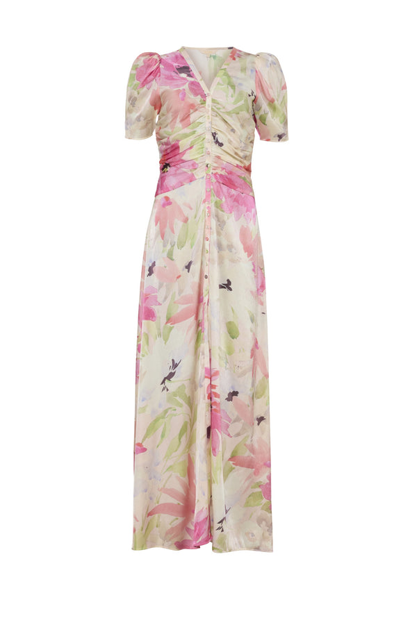 Shiny Button-Down Dress -  Soft Dew