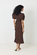 Sinda Dot Dress - Brown With White Dots