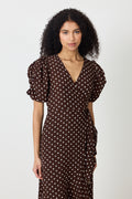 Sinda Dot Dress - Brown With White Dots