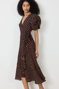 Sinda Dot Dress - Brown With White Dots