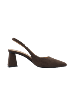 Biamaralyn Slingback Faux Suede - Dark Brown