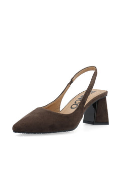 Biamaralyn Slingback Faux Suede - Dark Brown