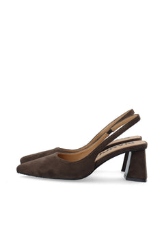 Biamaralyn Slingback Faux Suede - Dark Brown