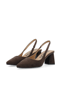 Biamaralyn Slingback Faux Suede - Dark Brown
