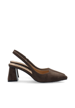 Biamaralyn Slingback Faux Suede - Dark Brown