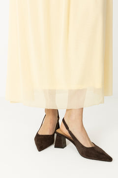 Biamaralyn Slingback Faux Suede - Dark Brown