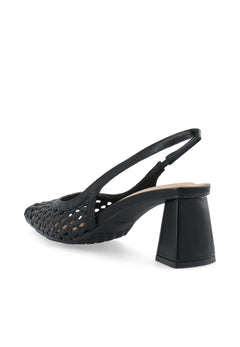 Biamaralyn Slingback Weaved Faux Leather - Black