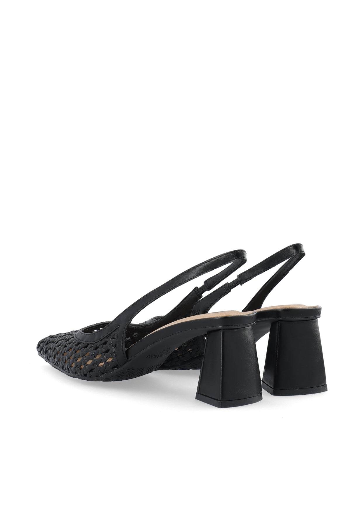 Biamaralyn Slingback Weaved Faux Leather - Black