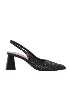 Biamaralyn Slingback Weaved Faux Leather - Black