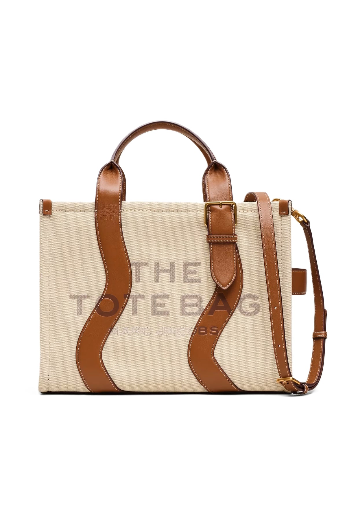 The Wavy Canvas Medium Tote - Beige/Argan Oil