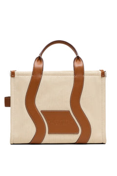 The Wavy Canvas Medium Tote - Beige/Argan Oil
