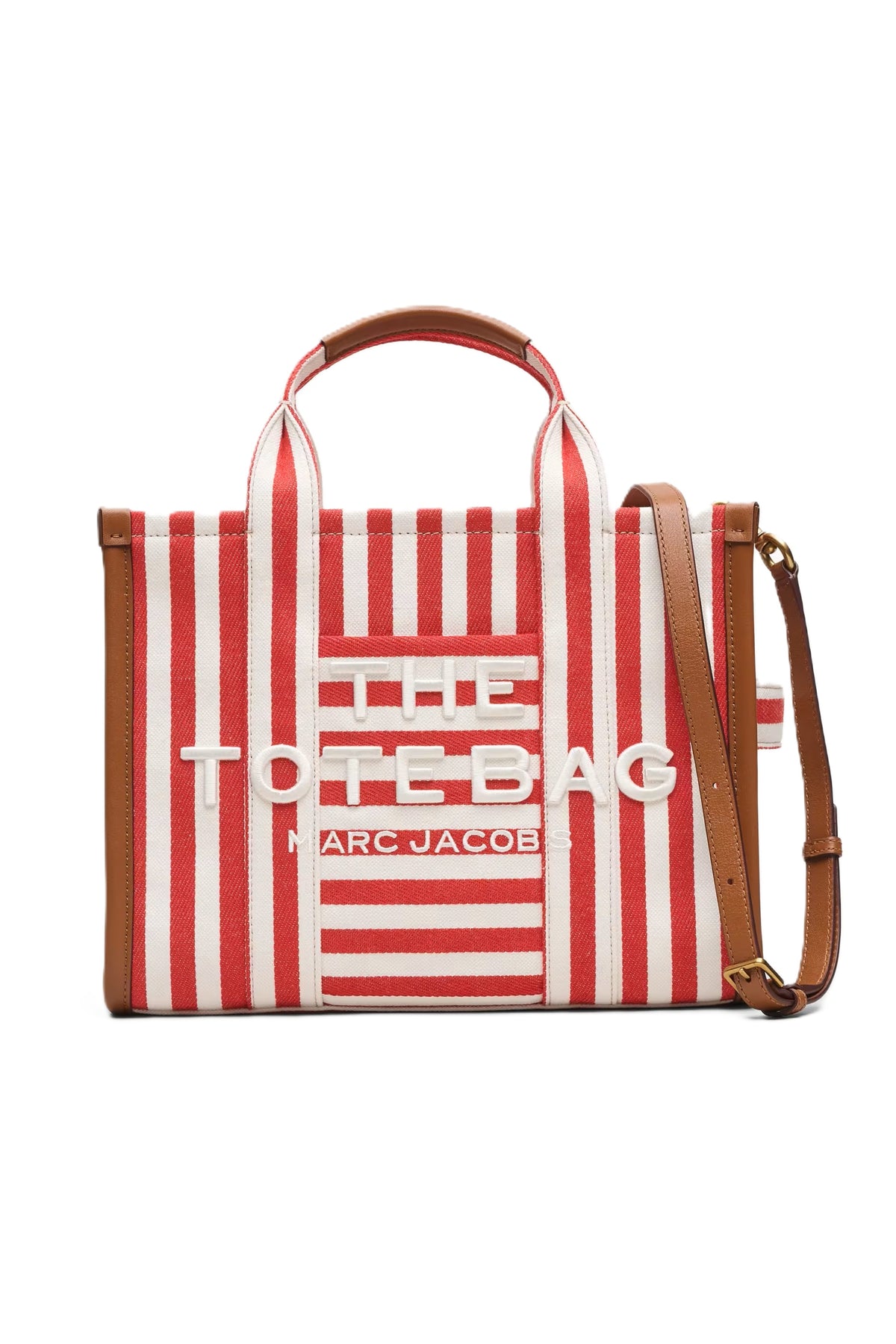 The Stripe Canvas Medium Tote - True Red Multi