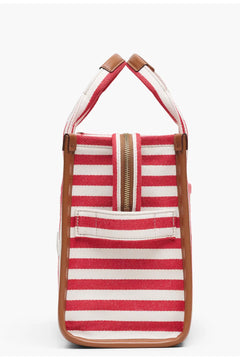 The Stripe Canvas Medium Tote - True Red Multi