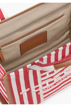 The Stripe Canvas Medium Tote - True Red Multi