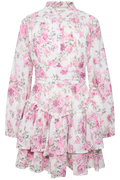 Kirsten Linen Mini Dress - Pink Floral