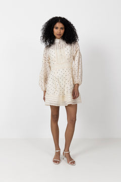 Aliah Dot Dress - Ivory Dot