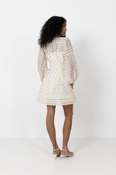 Aliah Dot Dress - Ivory Dot