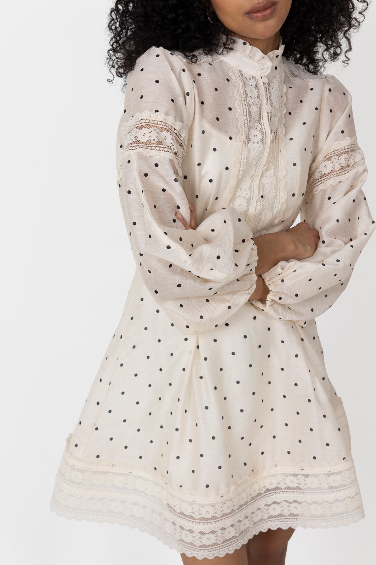Aliah Dot Dress - Ivory Dot