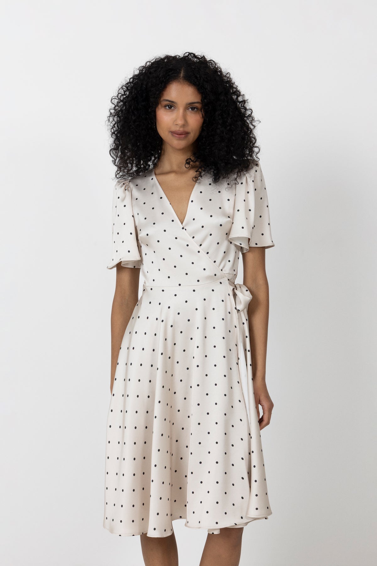 Florence Wrap Dress - Ivory Dot